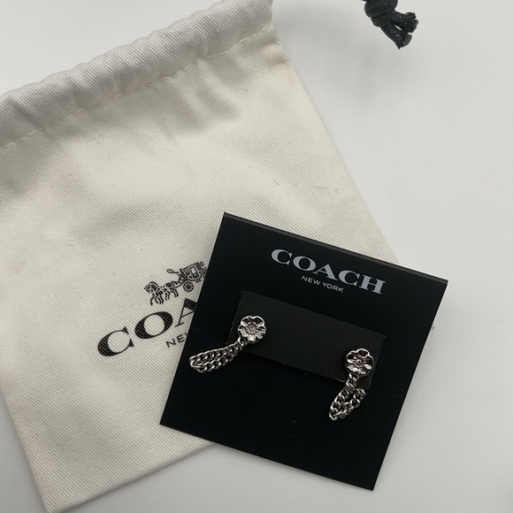 NWT Coach Tea Rose Chain Earrings - Picture 3 of 4